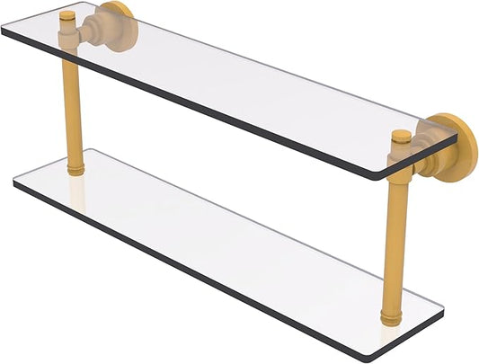 Allied Brass WS-2/22-SGL Washington Square Collection 22 Inch Two Tiered Glass Shelf, Spanish Gold