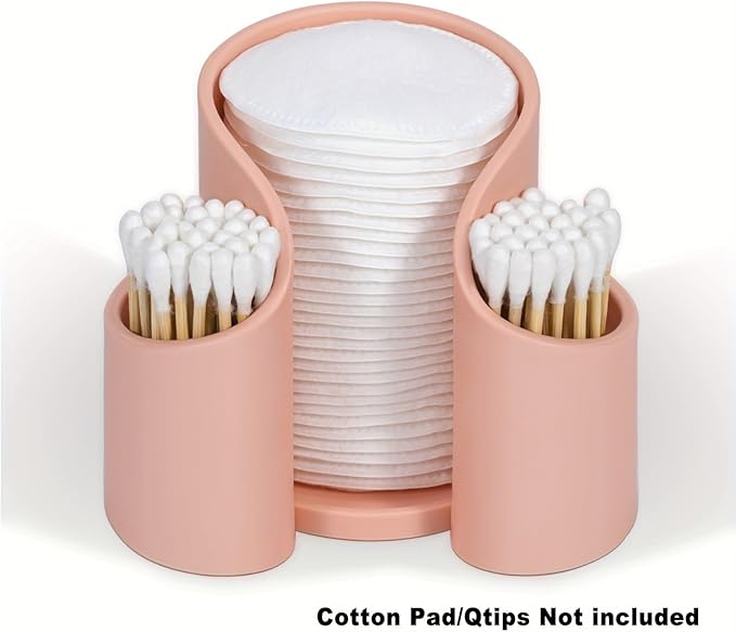 Makeup Cotton Pad & Swab Organizer ?€? Disposable Cup Storage Box ?€? Compact Beauty Supplies Holder for Vanity, Bathroom or Dresser (Pink)