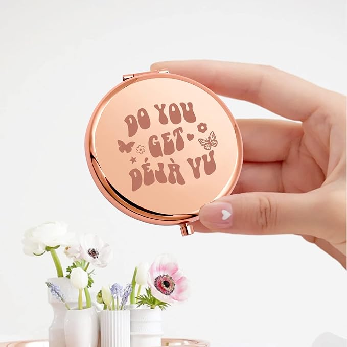 KEYCHIN Music Album Pocket Mirror Singer Fans Gifts Do You Get Deja Vu Music Song Lyrics Compact Makeup Mirror for Women Girls Teenagers (Deja Vu -RG)