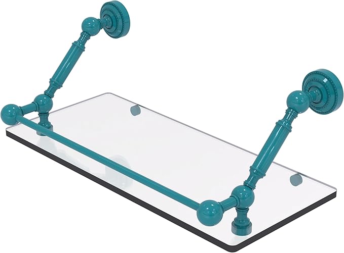 Allied Brass DT-1-18-GAL-GLT Dottingham 18 Inch Floating Glass Shelf with Gallery Rail, Glokzin Teal