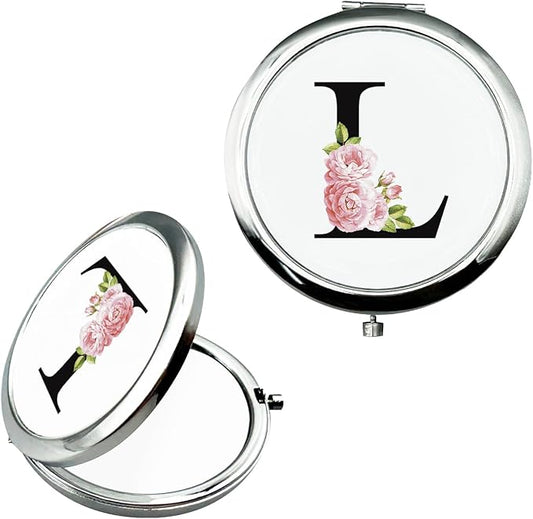 JEKUGOT Monogram Compact Mirror, Personalized Gifts for Women and Girls, Small Pocket Mirror, Personalized Compact Mirrors for Girls, Sister, Wife, Mothers, Birthday Gifts - L