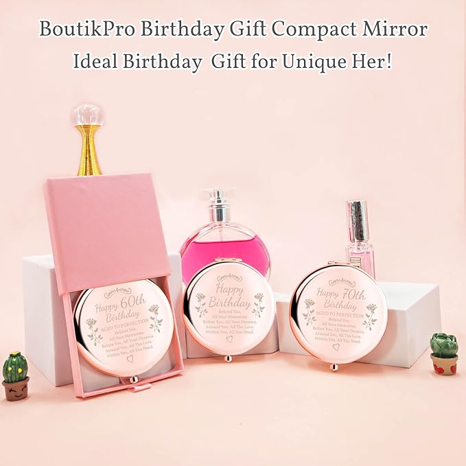 Birthday Gifts for Women Makeup Mirror 10th-85th Birthday Gifts for Sister Mom BFF Daughter Grandma Granddaughter - Milestone Birthday Presents 2-in-1 Compact Mirror (50th Birthday)