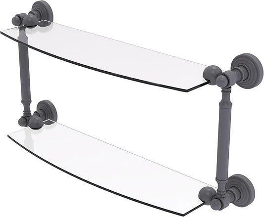 Allied Brass WP-34/18-GYM Waverly Place Collection 18 Inch Two Tiered Glass Shelf, Matte Gray