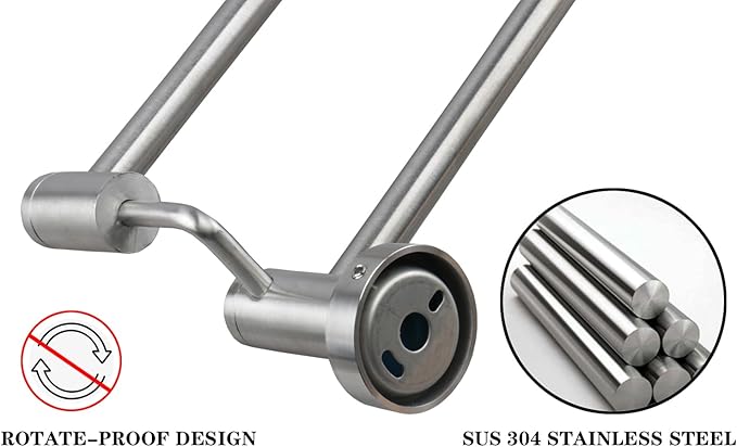 TocTen Double Bath Towel Bar - Thicken SUS304 Stainless Steel Towel Rack for Bathroom, Bathroom Accessories Double Towel Rod Heavy Duty Wall Mounted Towel Holder (Brushed Nickel, 16 in)