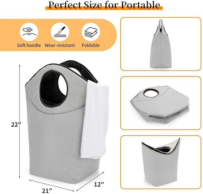 Foldable Storage Hamper Bag,Soft Padded Handle, Multi-Purpose Oxford Fabric Laundry Basket, Collapsible Storage Bag for Home, Bedroom, Dormitory, Travel & Outdoor 90L