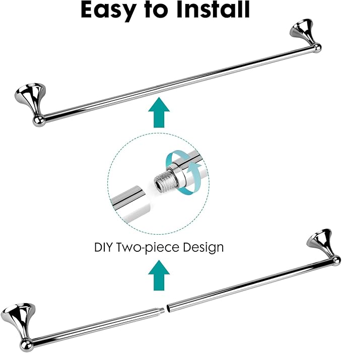 Antique Bathroom Towel Bar Polished Chrome, 24 Inch Towel Racks for Bathroom Wall Mounted,Bathroom Towel Holder,Home Decor Towel Rod Chrome