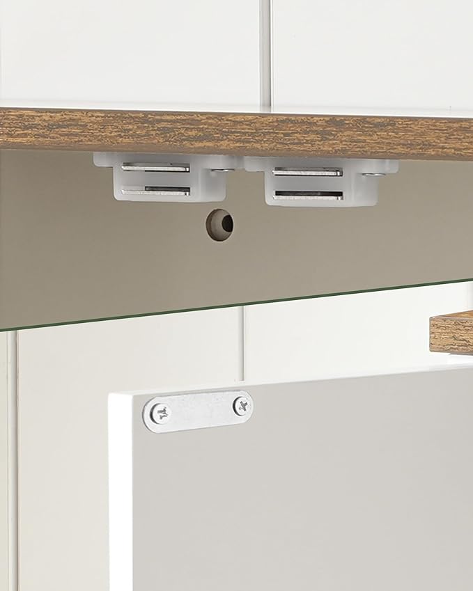 CHOEZON Bathroom Wall Cabinet, Medicine Cabinet with Open Partition and Towel Bar, Rustic Storage Cabinet with Open and Hidden Storage Space, for Bathroom, Living Room, Kitchen, White and Walnut