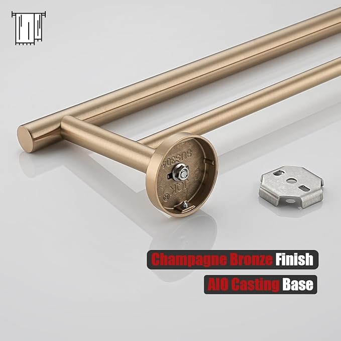JQK Double Bath Towel Bar, 30 Inch 304 Stainless Steel Thicken 0.8mm Towel Rack for Bathroom, Towel Holder Champagne Bronze Wall Mount, Useable Length 27 Inch, TB100L27-CB
