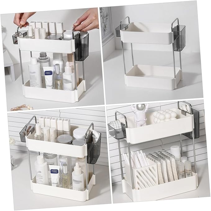 ABOOFAN 2 Double Shelf Bathroom Sink Organizer Countertop Bedroom Storage Shelf Bathroom Toiletry Organizers Bathroom Storage Rack Bathroom Organizer Skincare Organizer Counter Organizer