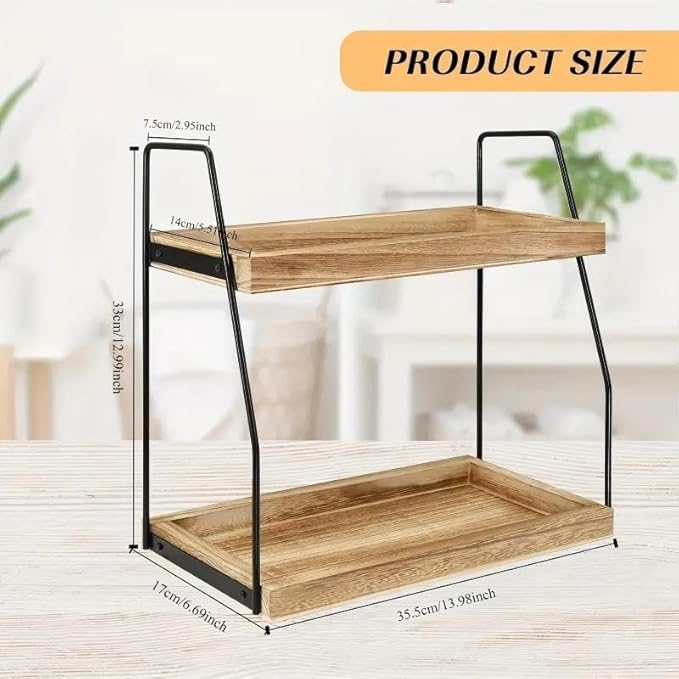 Bathroom Organizer Countertop, 2 Tier Small Counter Top Organizer for Bathroom, Decor, Modern Kitchen Counter Shelves for spice, Makeup Storage (carbon,2 Tiers)