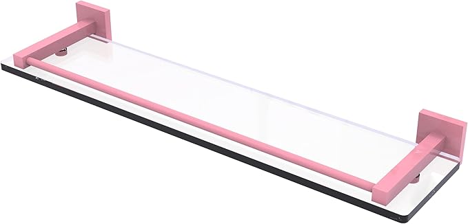 Allied Brass MT-1-22-GAL-PNK Montero Collection 22 Inch Glass Shelf with Gallery Rail, Pink