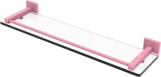 Allied Brass MT-1-22-GAL-PNK Montero Collection 22 Inch Glass Shelf with Gallery Rail, Pink