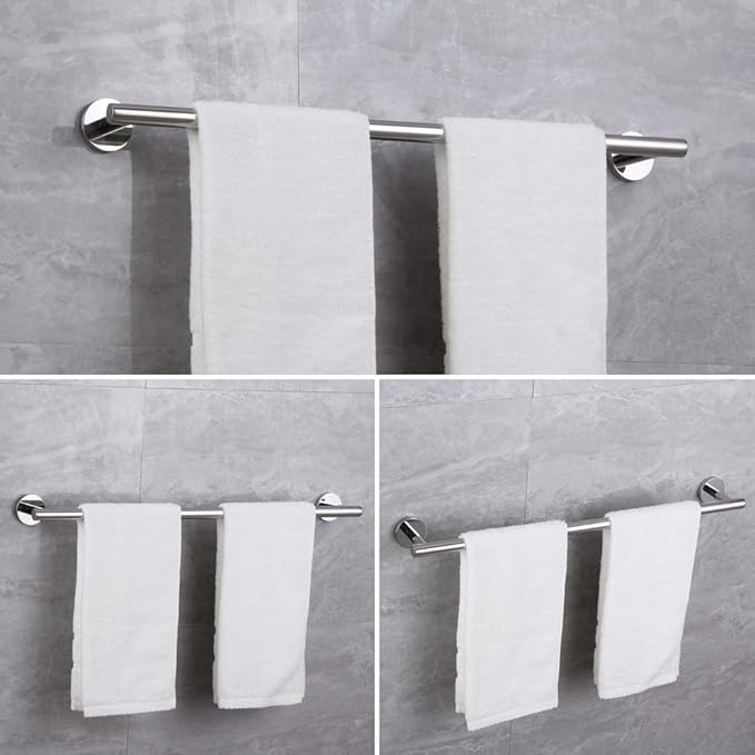 SUS 304 Stainless Steel 24-Inch Towel Bar Wall Mounted for Bathroom Modern Style Polished Finish
