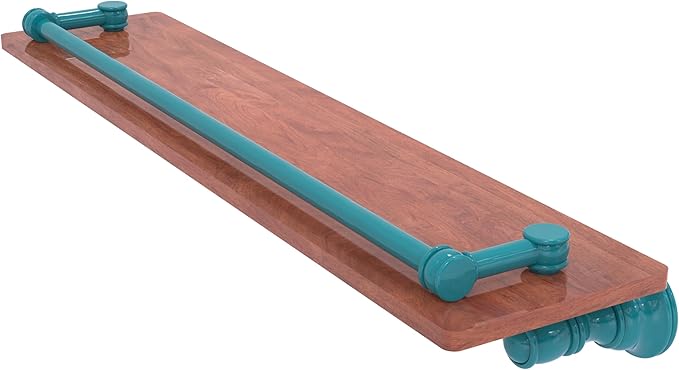 Allied Brass CL-1-22-GAL-IRW-GLT Carolina Collection 22 Inch Wood Shelf with Gallery Rail, Glokzin Teal