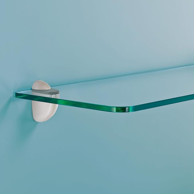 Glass Shelves - Tempered Safety Glass Shelves for Bathroom, Choose Over 20 Shelf Brackets and Multiple Shelf Sizes - Jam Style - 23.6 x 5.9 in - Stainless Clip
