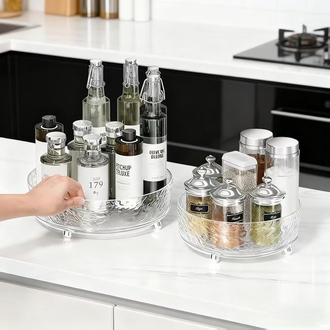 360?? Rotating Makeup Organizer, 9" Clear Perfume Organizer Turntable Lazy Susan for Vanity, Pantry, Bathroom Counter, Cabinet, Spinning Cosmetic Storage Holder for Skincare, Perfume, Lotions