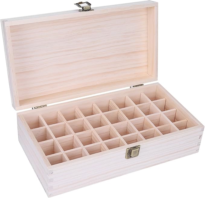 Essential Oil Storage Box Case, 32 Slots Wooden Organizer Holds Essential Oil Storage Container Nail Gel Display Box Makeup Case For Carrying And Home Storage Display