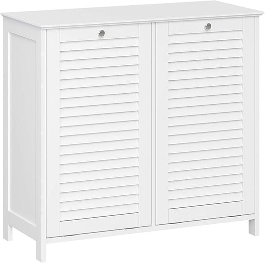 RiverRidge Ellsworth Double Tilt-Out Laundry Hamper Cabinet - Laundry Room Storage Cabinet with Removable Cloth Bag and Shutter Style Doors