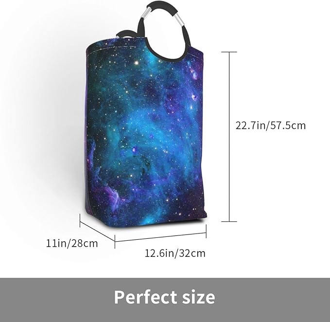 Blue Sky Laundry Basket Starry Sky Foldable Laundry Hamper Blue Galaxy Collapsible Laundry Baskets with Handles Clothes Hamper Laundry Tote Bag for Dorm Family Storage Bin 50L
