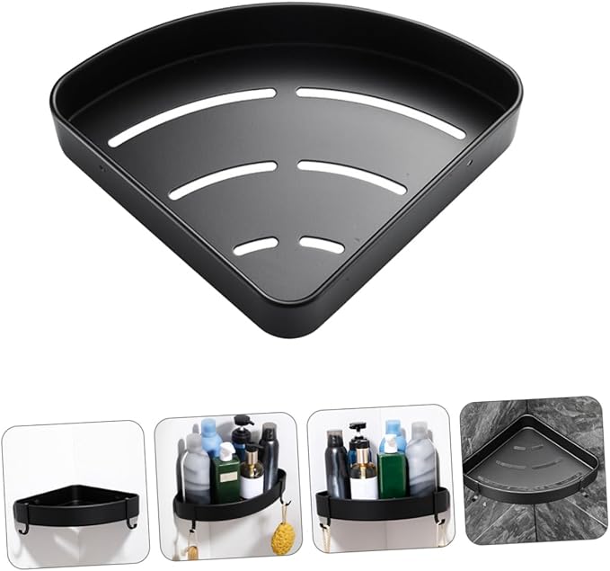 Cabilock Fan-Shaped Corner Storage Rack Black Space Aluminum Bathroom Shelf Stand for Kitchen Toilet Living Organizer and Elegant Home Storage