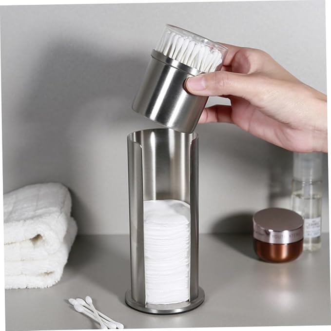 Alipis Cotton Round Cotton Pads Metal Storage Box Desk Dispenser Desktop Organizer Shelf Makeup Container Swabs Storage Case Swabs Box Pads Jar