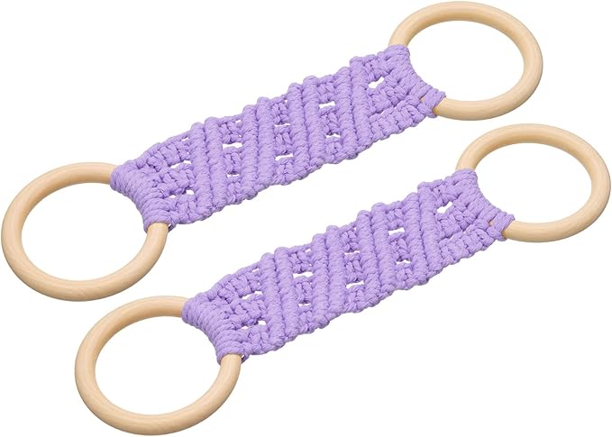 uxcell 2Pcs Kitchen Dish Towel Holder, 11"x3" Crochet Towel Ring with Hanging Loop for Cabinet House Oven Stove Door, Light Purple
