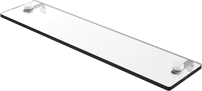 Allied Brass NS-1/22 22 Inch Vanity Beveled Edges Glass Shelf, Matte White