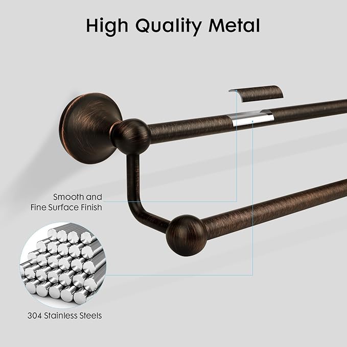 Antique Bathroom Double Towel Bar Oil Rubbed Bronze, 24 Inch Towel Racks for Bathroom Wall Mounted,Bathroom Towel Holder Bronze,Two Towel Rod Hanger for Hotel