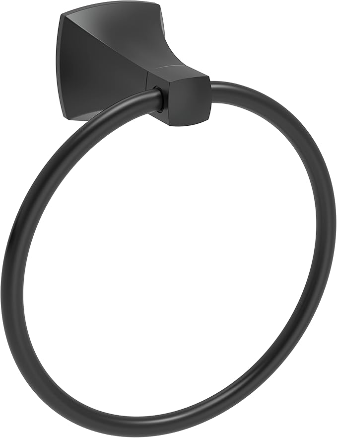Hand Towel Holder for Bathroom Kitchen Matte Black Towel Ring Towel Hanger Stainless Steel and Zinc Alloy Wall Mount