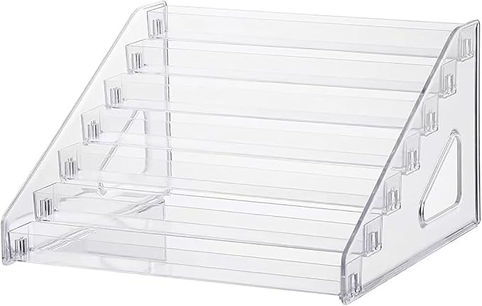 YICBOR Nail Polish Rack, 7 Layers Clear Plastic Nail Polish Storage Organizer Display, Freestanding Makeup Caddy for Sunglasses, Cosmetics (7 Layers)