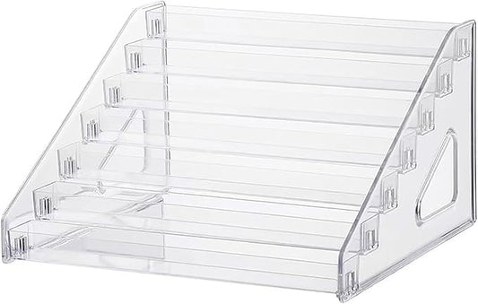 YICBOR Nail Polish Rack, 7 Layers Clear Plastic Nail Polish Storage Organizer Display, Freestanding Makeup Caddy for Sunglasses, Cosmetics (7 Layers)