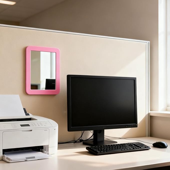 ARTLYMERS Magnetic Locker Mirror, 5x7 Real Glass Small Mirrors for Locker with Magnetic Backing, for School Locker, Bathroom, Household Refrigerator, Locker Accessory (Pink)