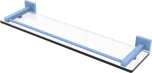 Allied Brass MT-1-22-GAL-FTB Montero Collection 22 Inch Glass Shelf with Gallery Rail, Flat Troll Blue