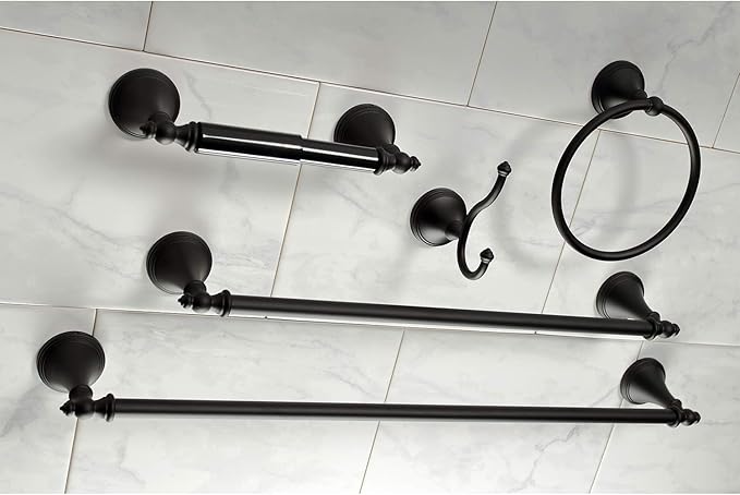 Kingston Brass BAHK1612478K Naples Bathroom Hardware Set, Matte Black 27.56 x 6.13 x 2.25