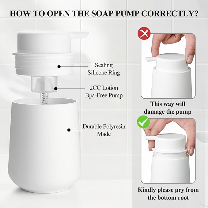 Matte White Bathroom Accessories Set Plastic Foaming Hand Soap Dispenser and Toothbrush Holders 2 Piece