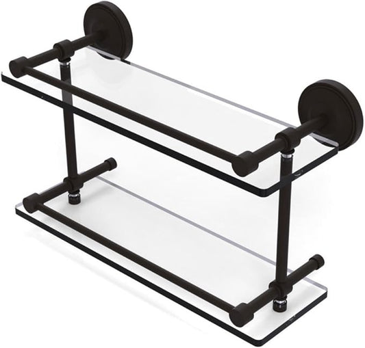 Allied Brass PRBP-2/22-GAL-ORB Prbp 2 Gal Prestige Regal Inch Double Gallery Rail Glass Shelf, 22 Inch, Oil Rubbed Bronze