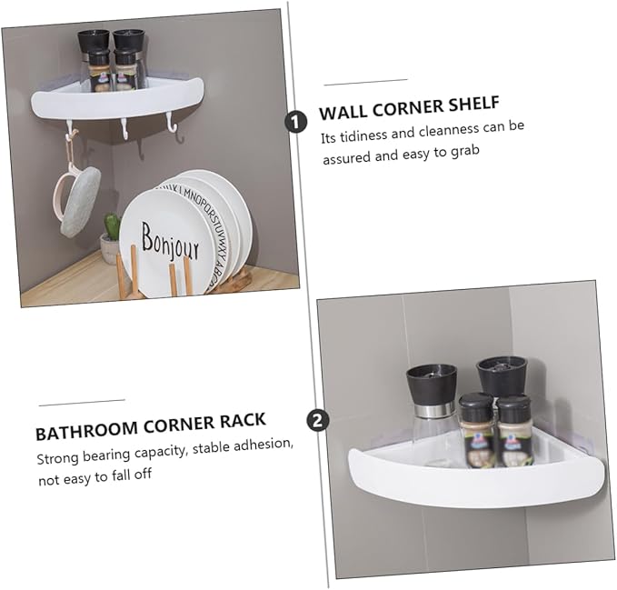 LALAFINA 2pcs Triangular Bathroom Corner Storage Racks Punch Wall Shelf for Toiletries and Drainage Design Grey for Efficient Organization Bathrooms and Kitchens