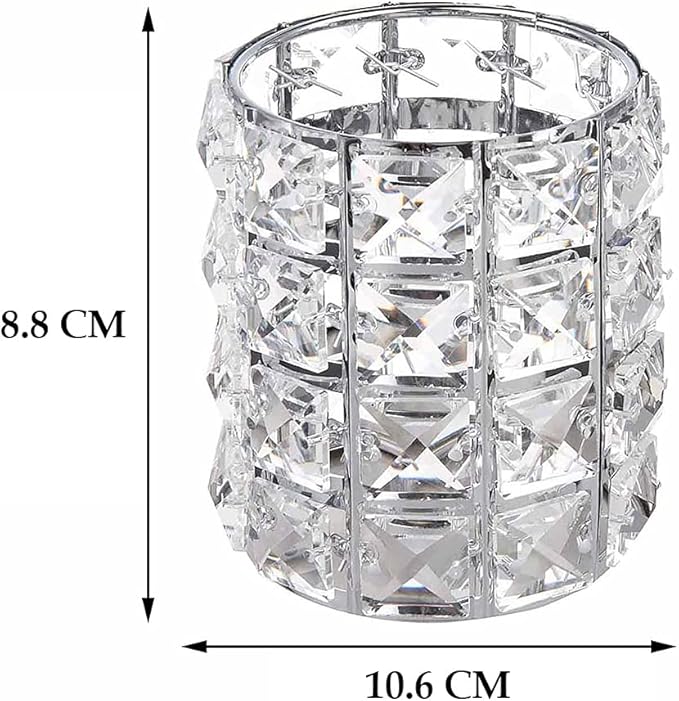 AKOAK 1 Pack Crystal Makeup Brush Holder Office Supplies Storage Rack Eyebrow Pencil/Lipstick/Pencil Makeup Container, Dressing Table, Bedroom, Office (Silver)