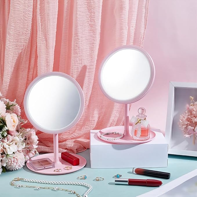 10Pcs Makeup Mirror, Spa Party Mirror Make up Table Mirrors Desk Portable Mirrors Sleepover Favors Accessory Spa Day Supplies for Slumber Birthday Party Favors Tabletop Bathroom, Pink