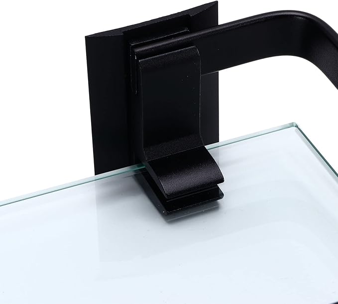Bathroom Rack Thickened Durable Large Storage Space Strong Load Bearing Capacity Single Layer Black Shelf for Bathroom Kitchen Aluminum Glass