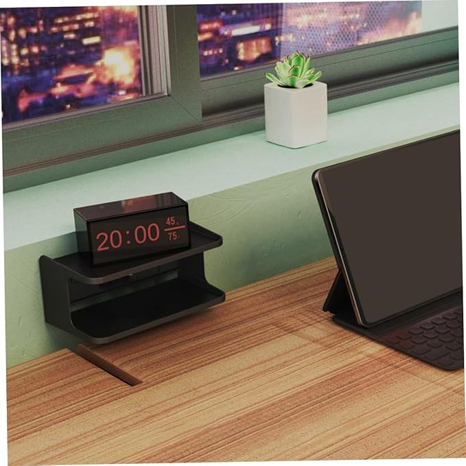 Double Layer Wall Mounted Bedside Shelf Stylish Floating Bathroom Organizer with Surface Space-Saving Corner Storage for Bedroom Kitchen Living and Balcony