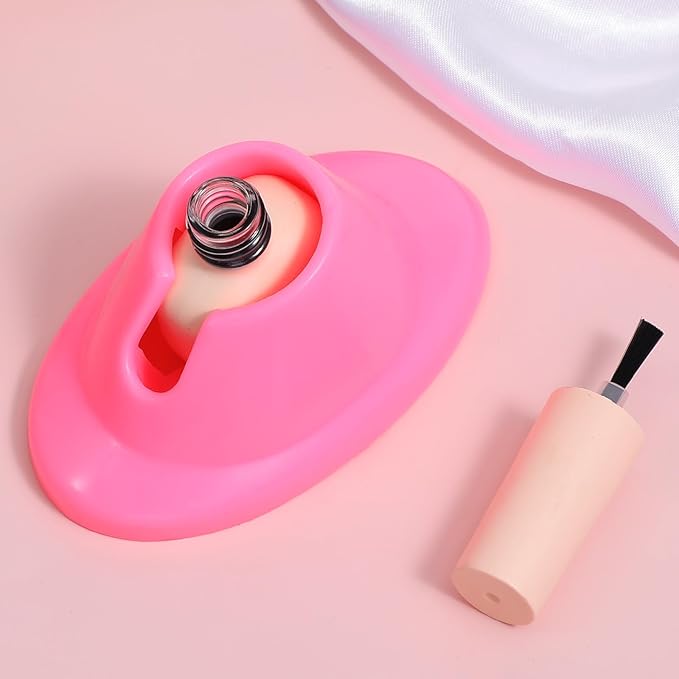 2 PCS Soft Nail Polish Bottle Holder, Silicone Nail Polishes Stand Anti-Spill Non-Tippable Bottle Stand, Manicure Display Tool for Nails Painting, Nails Art Organizer Accessories (White+Pink)