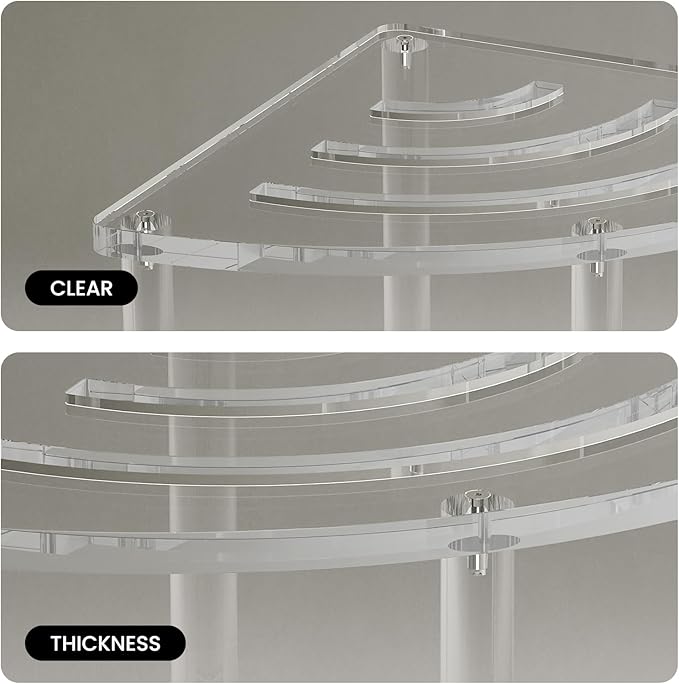 Sumerflos Acrylic Corner Shower Stool, Clear Shower Bench for Shaving Legs Seating Waterproof Heavy Duty Assemble Modern (Clear, 15.75" D x 15.75" W x 18.11" H)