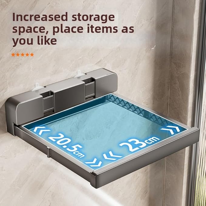 Telescopic Suction Cup Storage Rack for Bathroom - Foldable Wall-mounted Shelf with Strong Adhesion, Space-saving Design for Tiles and Glass