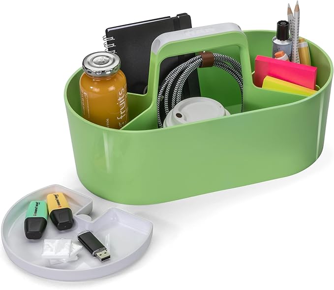 HAN Toolbox Loft 1200-80 with 4 Compartments Removable Storage Tray and Carry Handle Lime Green