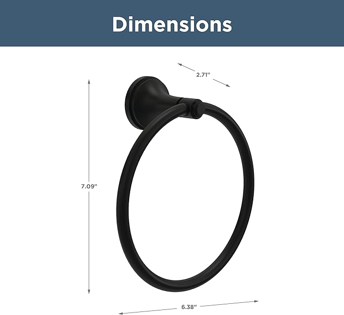 Franklin Brass Woodruff (1-Pack) Hand Towel Holder Matte Black Towel Racks for Bathroom Wall Round Towel Ring Holder for Bath Towel Hanger for Kitchen, Bathroom Accessories WDRF46-MB