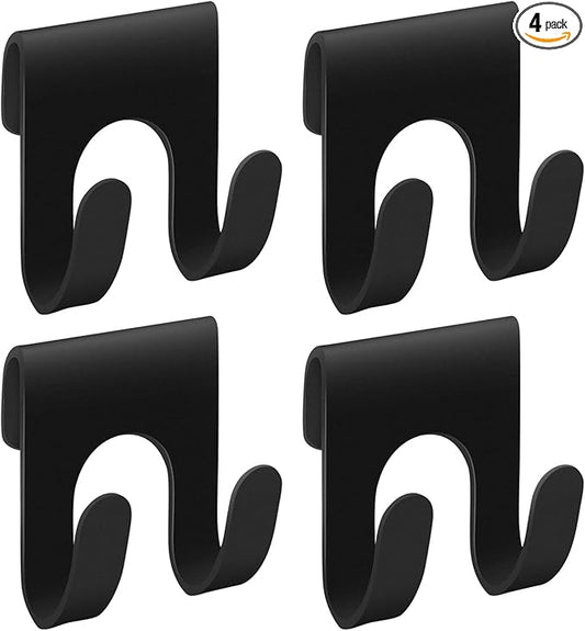 4Pcs Black Shower Caddy, Metal Shelf Basket Rack with Double Hooks for Loofah Sponge
