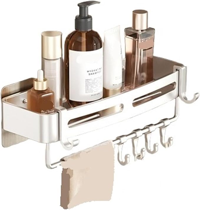 Triangular Wall-Mounted Shelf for Bathroom Or Toilet Area Rectangle Additional Balcony Storage Space for Small Bathrooms(Silver,Rectangle_1PCS with Bars)