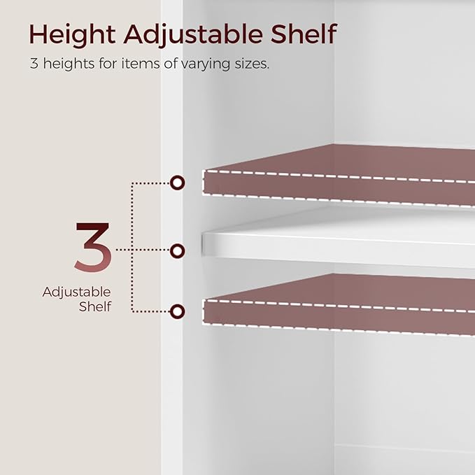 MAHANCRIS Bathroom Wall Cabinet, Farmhouse Medicine Cabinets with Sliding Door, Wall Mounted Storage Cabinet with Adjustable Shelf and Towel Bar, for Bathroom, Living Room, Kitchen, White