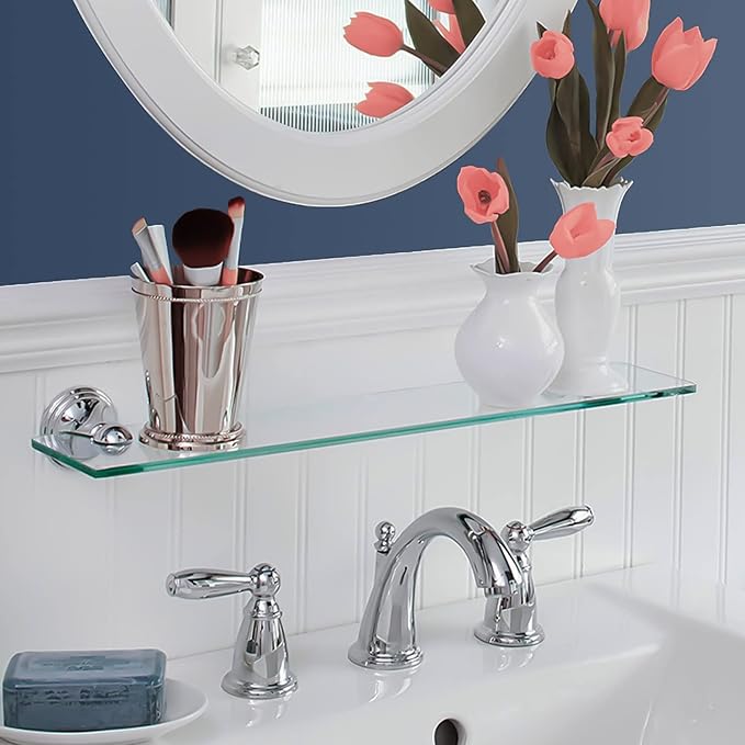 Fab Glass and Mirror Glass Shelves Cut to Size - 3/8" Thick Flat Edge Low Iron Glass - Wall Mounted Tempered Glass Floating Shelves - Storage Organizer for Bathroom Kitchen
